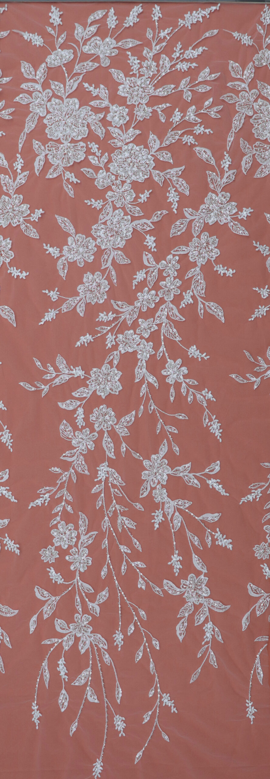 wholesale ivory floral embroidered lace with beads & sequins, 52" 54" 585293
