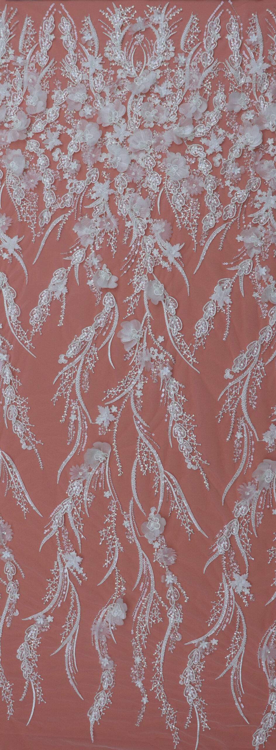 wholesale ivory embroidered lace with 3d flowers, beads & sequins m024858 1 (copy)