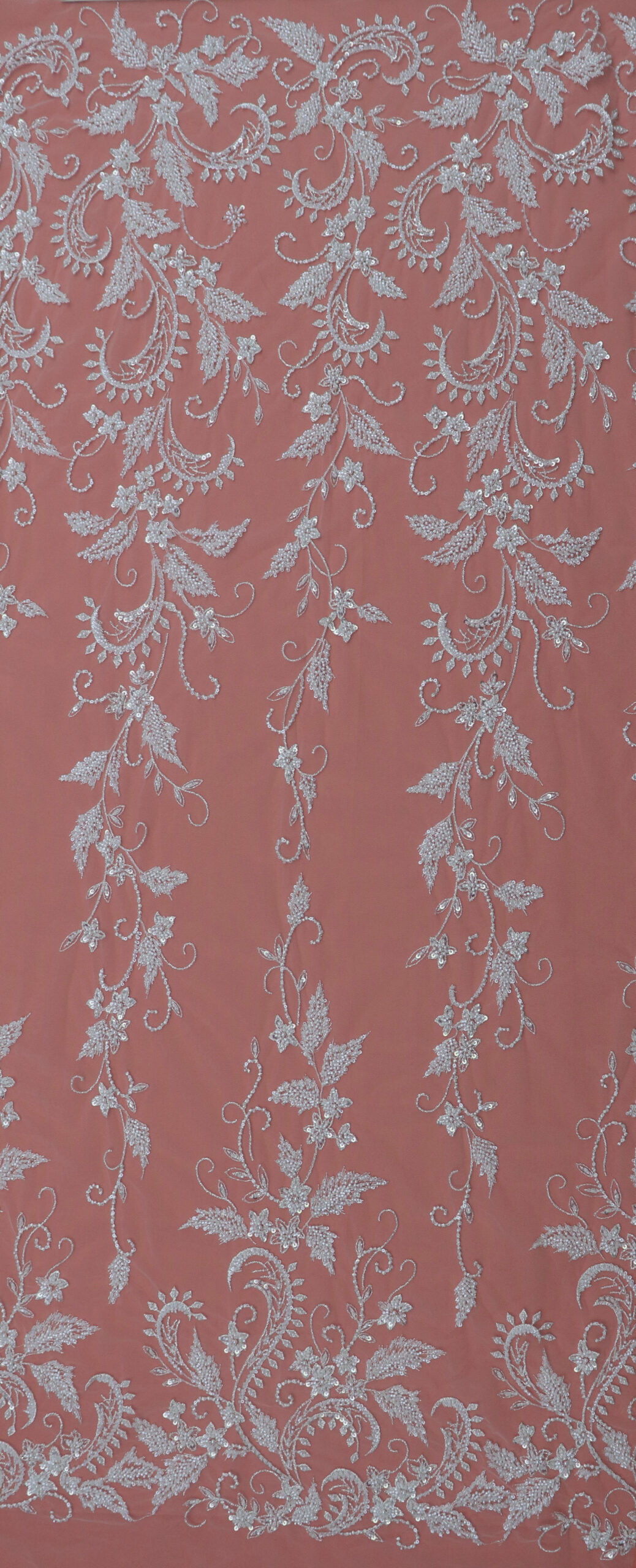 wholesale ivory swirling vine embroidered lace with beads & sequins mvp094984f