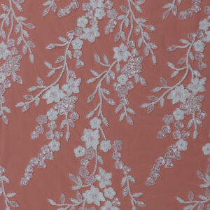 wholesale cascading floral embroidered beaded lace fabric ivory mvpt854517f