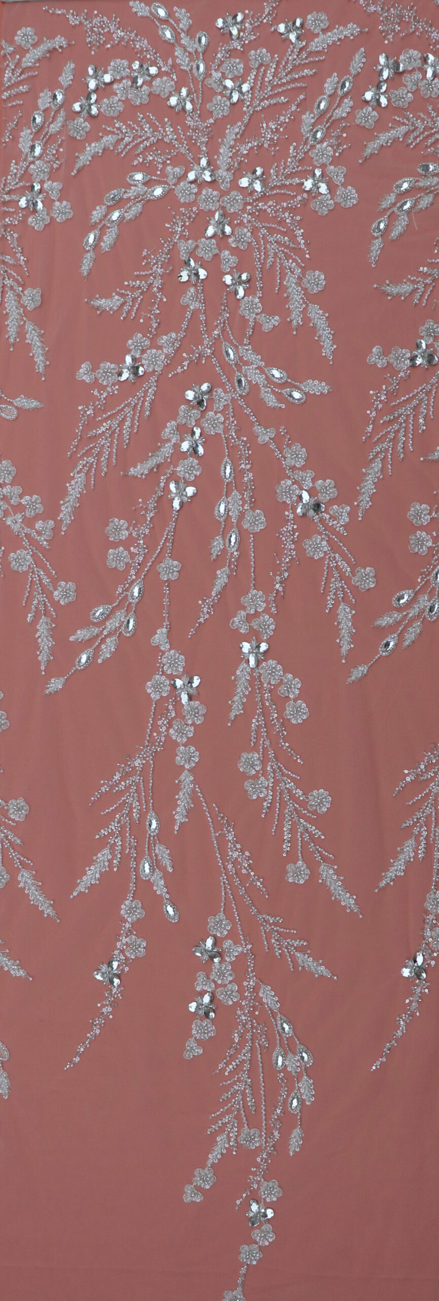 wholesale french floral embroidered lace trim with beads & sequins, scalloped fringe, ivory 39cm u5b5733xe (copy)