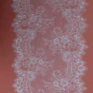 wholesale french floral embroidered lace trim with beads & sequins, scalloped edge 34.5cm u5b5678xe (copy)