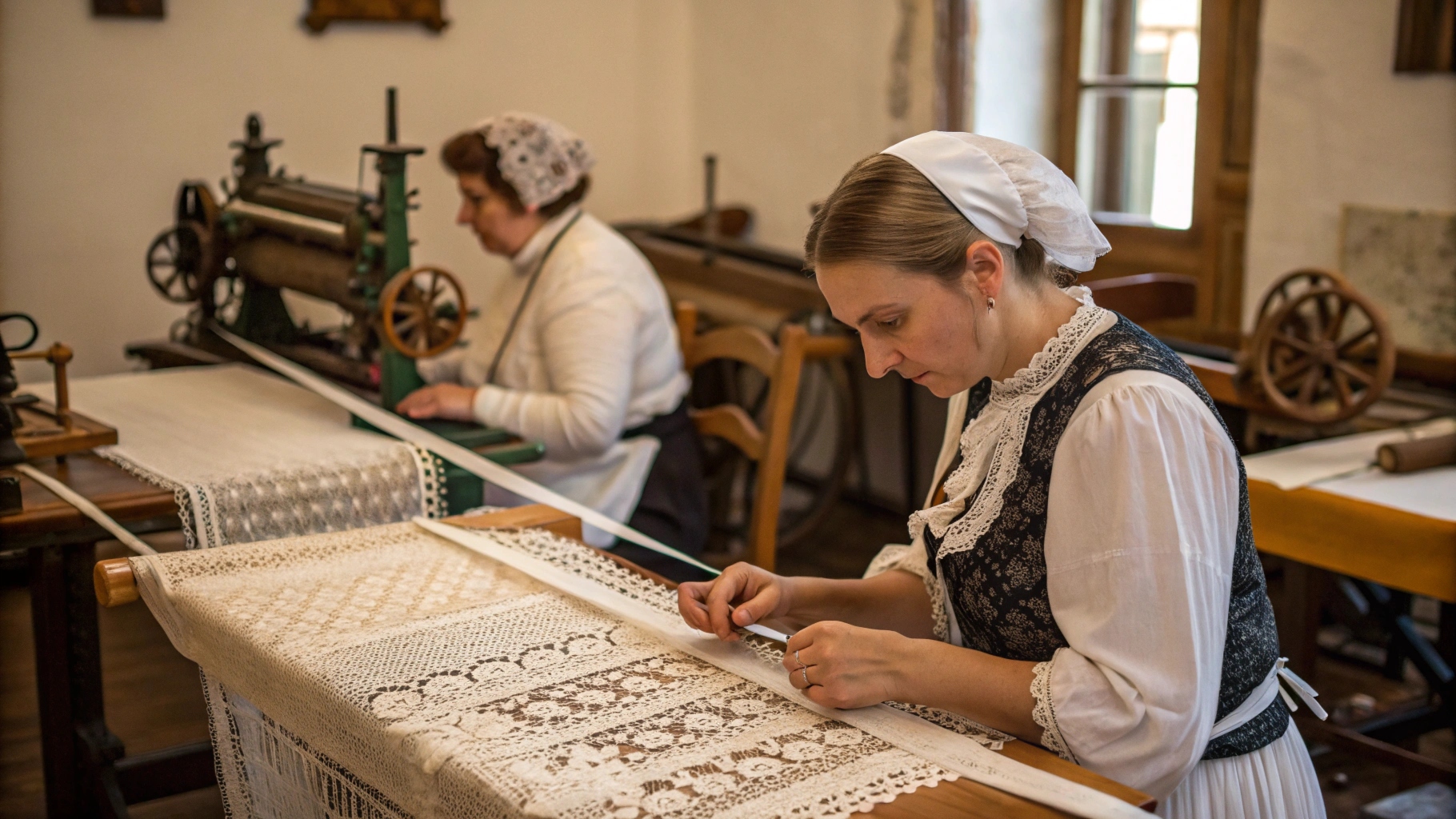 Traditional Lace Manufacturing Process lace construction process manufacturing